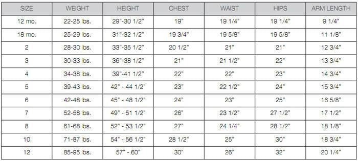 SIZE CHART